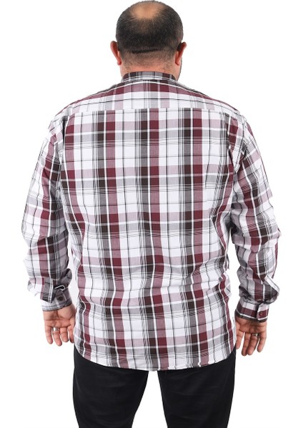 Mocgrande Büyük Beden Erkek Ekoseli Gömlek 23359 Beyaz modelleri
