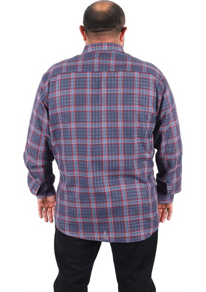 Mocgrande Büyük Beden Erkek Ekoseli Gömlek 23356 Indıgo fırsatları