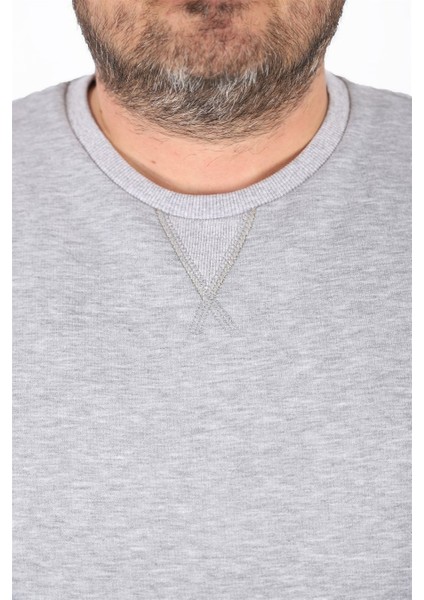 Mocgrande Büyük Beden Sweatshirt V Design 22742 Gri Melanj fiyatları