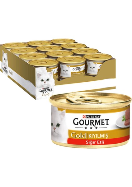 Gold Kıyılmış Sığır Etli Kedi Yaş Maması 85 gr (12 Adet)