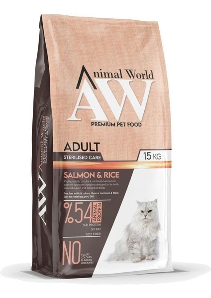 Animal World Sterilised Somonlu Kısırlaştırılmış Kedi Maması 15 kg