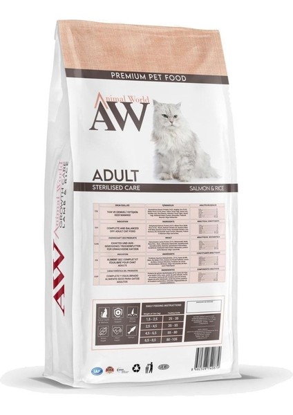 Animal World Sterilised Somonlu Kısırlaştırılmış Kedi Maması 15 kg