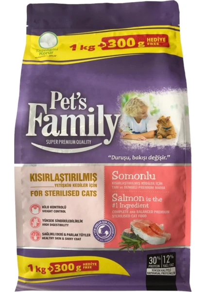 Pets Family Premium Somonlu Kısırlaştırılmış Yetişkin Kedi Maması 1.300 G