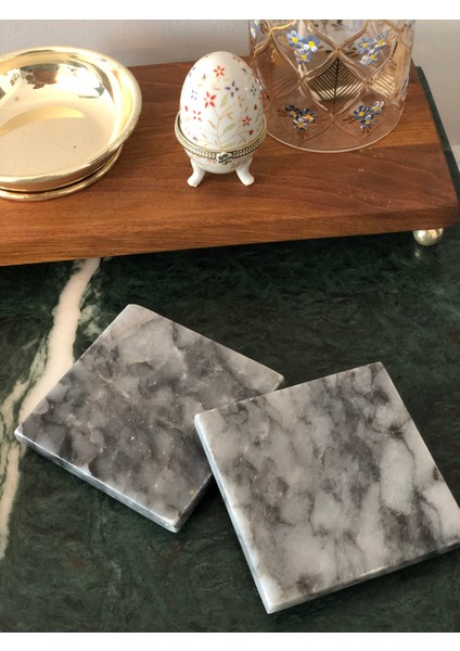 Lux & Marble Cos - Gri Mermer Bardak Altlığı Seti indirimleri