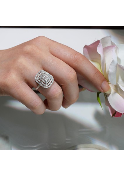 Baget Üç Şerit Yüzük Beyaz Altın 14 Ayar fiyatları