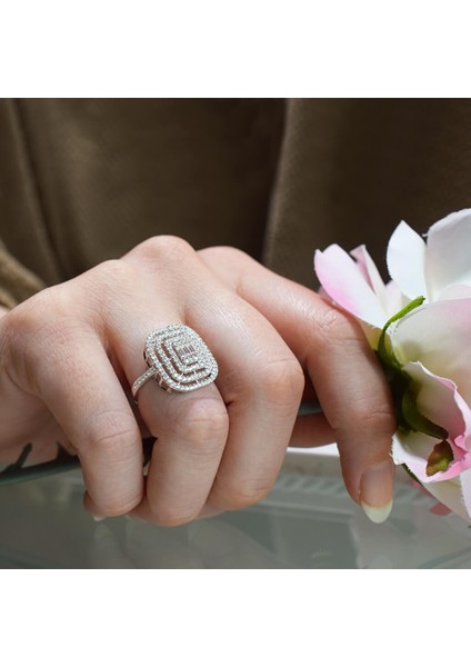 Baget Üç Şerit Yüzük Beyaz Altın 14 Ayar fırsatları