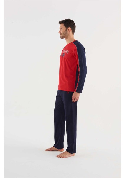 Erkek Kırmızı Yuvarlak Yaka Pijama Takım fiyatları