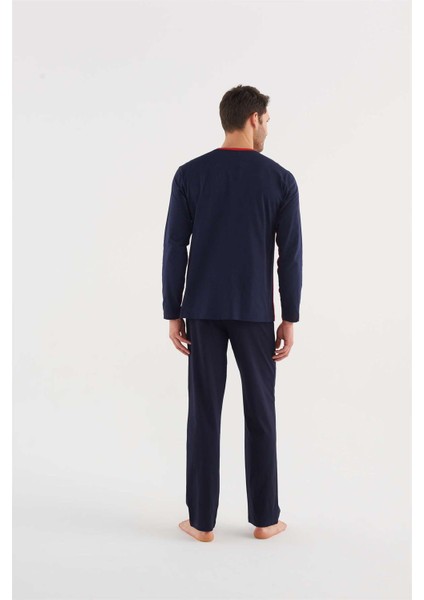 Erkek Kırmızı Yuvarlak Yaka Pijama Takım modelleri