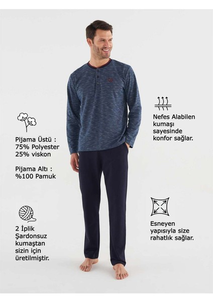 Mod Collectıon Erkek Lacivert Patlı Pijama Takım