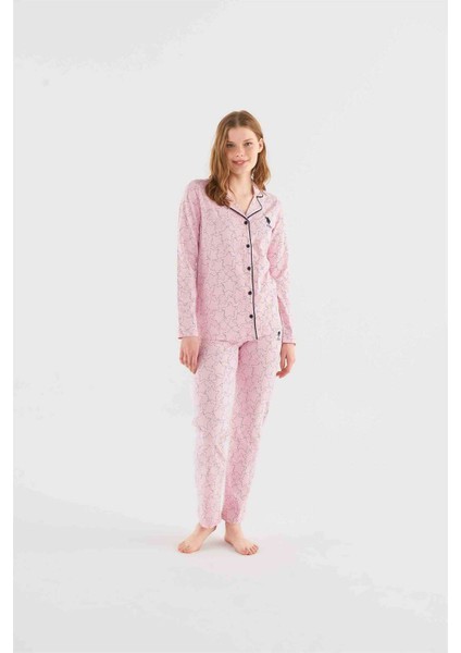 U.S. Polo Assn. Kadın Pembe Boydan Patlı Pijama Takım