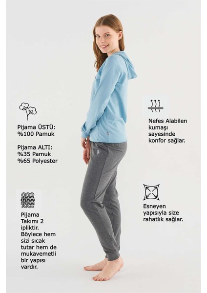 Kadın Mavi Pijama Takımı