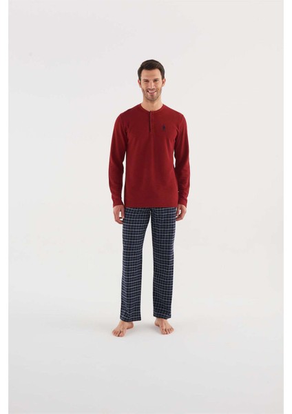 U.S. POLO Assn. Erkek Bordo Pijama Takım 18638