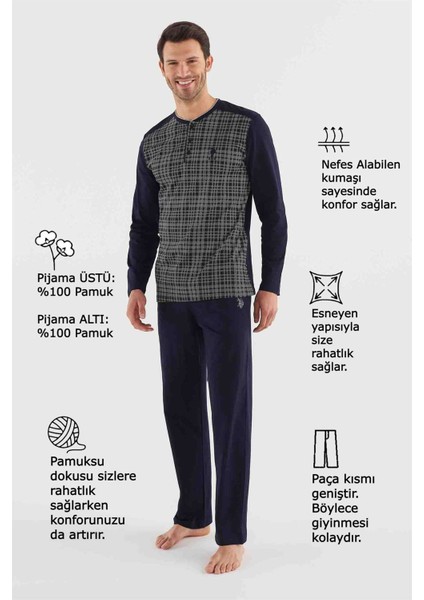 Us18640-S Erkek Uzun Kol Pijama Takımı fırsatları