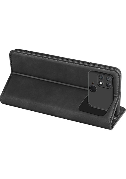 Xiaomi İçin Poco C40 4G Manyetik Otomatik Ahm-Drop Anti-Dropouch Cilt Touch Hissed Pu Deri Folio Telefon Cüzdan Stand Kılıfı (Yurt Dışından)