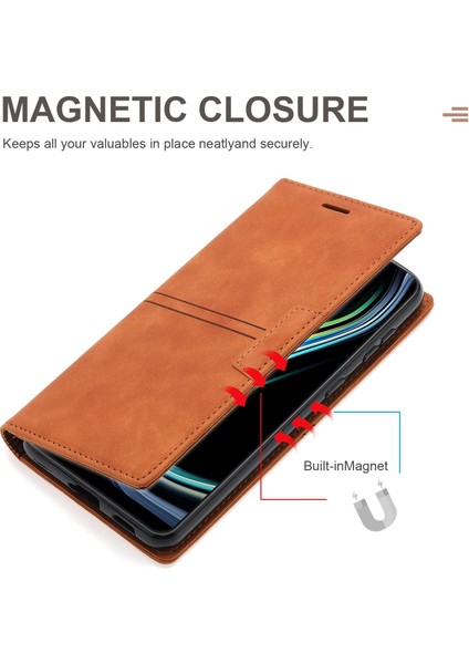 Lr Joyful Xiaomi 13 Şok Geçirmez Pu Deri Stand Telefon Kılıfı Manyetik Kapatma Cüzdan Folio Flip Kapak (Yurt Dışından)