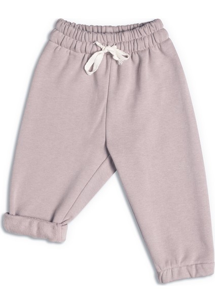 Unisex Bebek Kalın Pamuklu Jogger Pantolon - Pudra