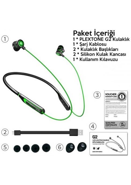 LED Işıklı 3D Ense Tipi Bluetooth Oyuncu Kulaklığı Stereo 3D Ayarlanabilir Gaming Kulaklık