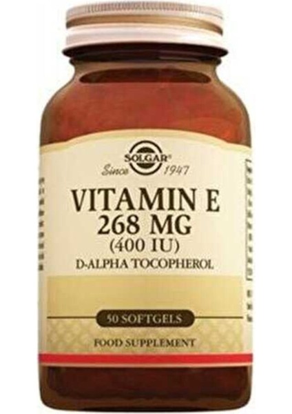 Vitamin E 268 Mg 400 Iu 50 Kapsül