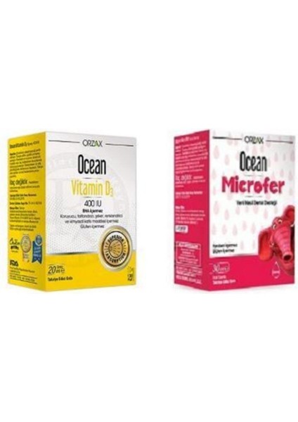 Ocean Ocean D3 Vitamini 400 Iu 20ml + Ocean Microfer Damla 30ml