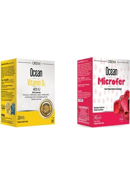 Ocean Orzax Vitamin D3 400 Sprey Ve Microfer 30 Ml Damla