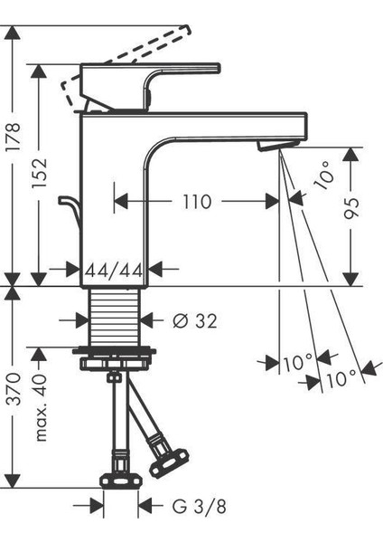 Vernis Shape Lavabo Bataryası 100 Sifon Kumandalı Satin Siyah fiyatları