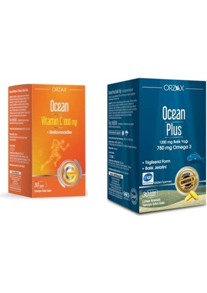Ocean Ocean Vitamin C 1000 Mg 30 Tablet+1200 Mg 30 Kapsül Limon Aromalı Balık Yağı