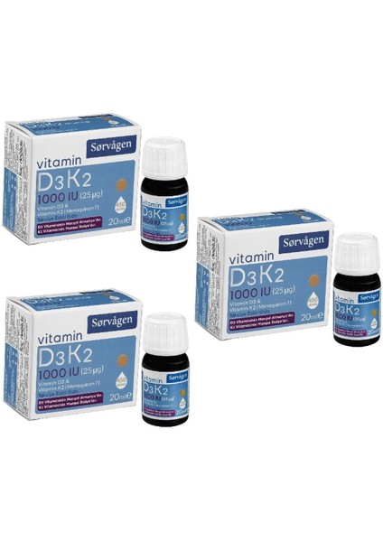 Vitamin D3k2 Damla 20 Ml 1000 Li 3 Adet