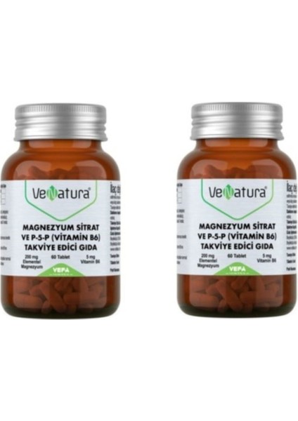 Magnezyum Sitrat Ve P-5-P (Vitamin B6) 60 Tab. X 2 Adet