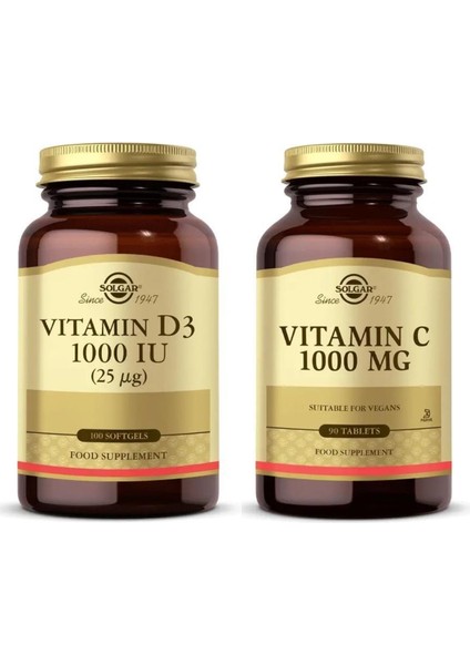 Vitamin D3 1000 Iu 100 Tablet + Vitamin C 1000 Mg 90 Tablet