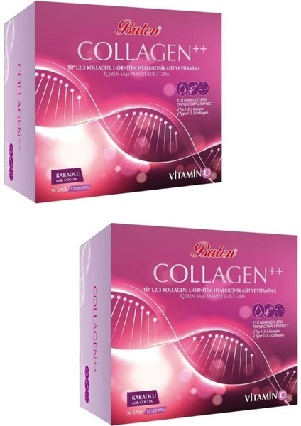 Collagen Tip 1-2-3 L-Ornitin Hyaluronik Asit C Vitamini 30 Şase 12100 Mg X 2 Adet