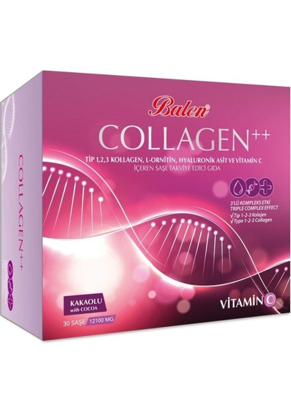 Collagen Tip 1-2-3 L-Ornitin Hyaluronik Asit C Vitamini 30 Şase 12100 Mg X 2 Adet