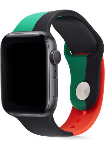 Apple Watch Uyumlu Kordon 2 3 4 5 Seri 38 mm 40 mm Siyah Kırmızı Yeşil