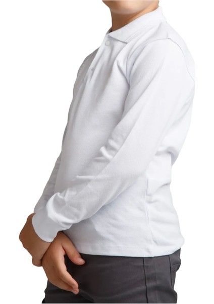 Unisex Çocuk Polo Yaka Uzun Kol Okul T-Shirt fiyatları