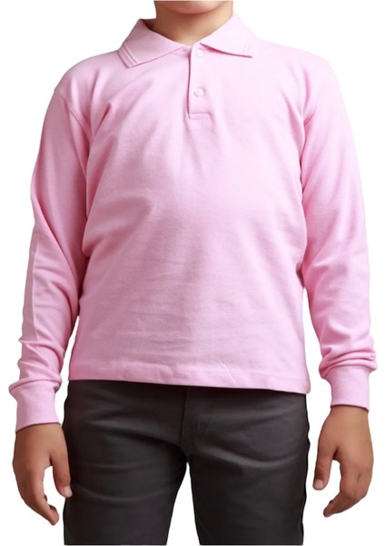Unisex Çocuk Polo Yaka Uzun Kol Okul T-Shirt