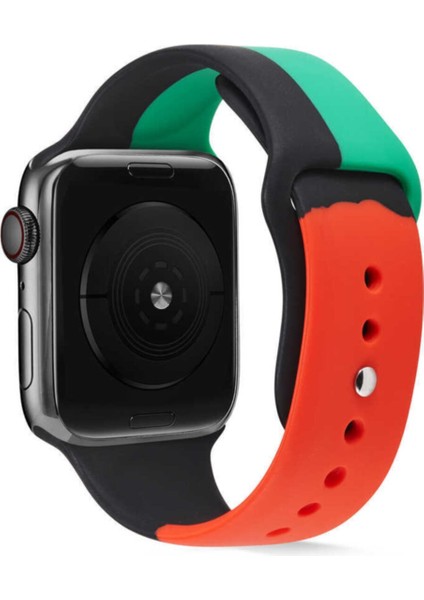 Apple Watch Uyumlu Kordon 2 3 4 5 Seri 38 mm 40 mm Siyah Kırmızı Yeşil