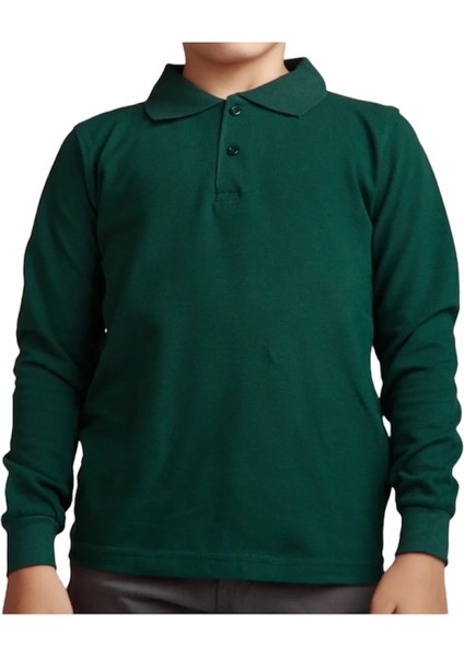 Unisex Çocuk Polo Yaka Uzun Kol Okul T-Shirt