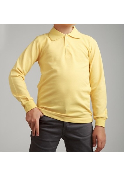 Unisex Çocuk Polo Yaka Uzun Kol Okul T-Shirt