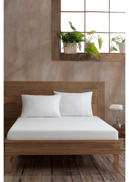 Fıtted Lastikli Çarşaf Çift Kişilik Ekru