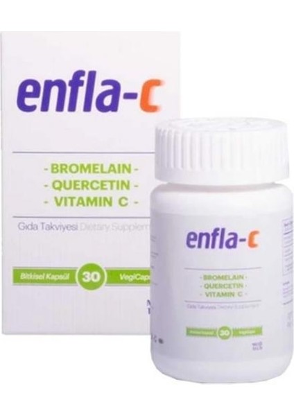 Enfla-C Bromelain, Vitamin C ve Quercetin Içeren Takviye Edici Gıda 30 Bitkisel Kapsül