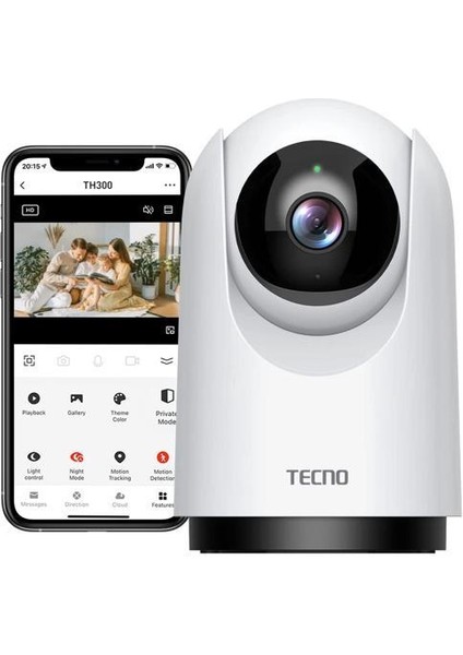 360° Ev İşyeri Güvenliği 2K1296p 3 Megapiksel 360 Ptz Beyaz Akıllı Ip Kamera TH300-WHITE fırsatları