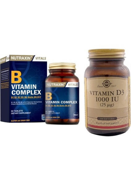 D3 Vitamin 100 Softjel+Nutraxin B Vitamin Complex 60 Tablet