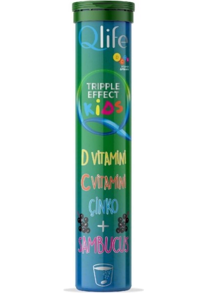 Tripple Effect Kids D Vitamini C Vitamini Çinko Sambucus 20 Efervesan Tablet