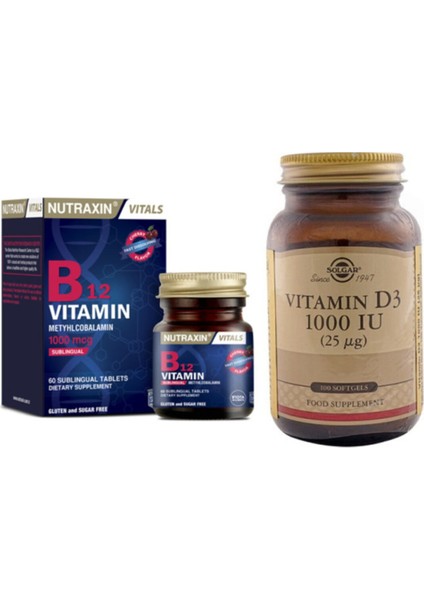 Vitamin D3 100 Softgel+Nutraxin B12 Vitamin Complex