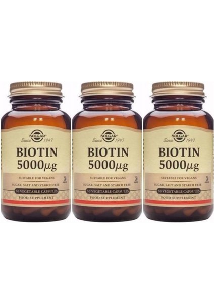 Biotin 5000 Mcg 50 Kapsül 3 Adet