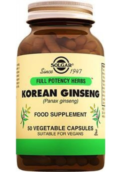 Korean Ginseng 50 Bitkisel Kapsül