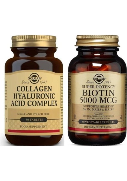 Hyaluronic Acid Collagen Complex 30 Tablet+ Biotin 5000 Mcg 50 Kapsül