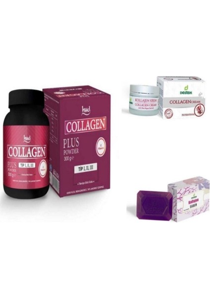 Collagen Plus Powder 300 Gr Tip 1 - Tip 2 - Tip 3 Toz Krem 50 Ml Sabun 150 Gr