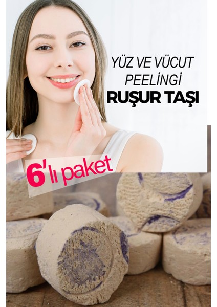 %100 Doğal Mühürlü Iran Ruşur Taşı (6 Adet) Cilt Bakımı Yüz ve Vücut Peelingi