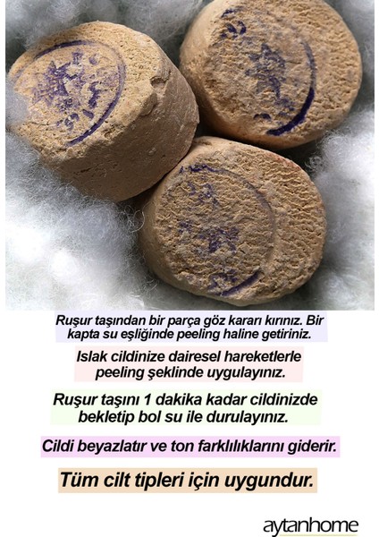 %100 Doğal Mühürlü Iran Ruşur Taşı (6 Adet) Cilt Bakımı Yüz ve Vücut Peelingi modelleri