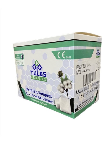 Steril Gaz Kompres 4 Katlı 7,5cmx7,5cm 5X20 Adet (Y)